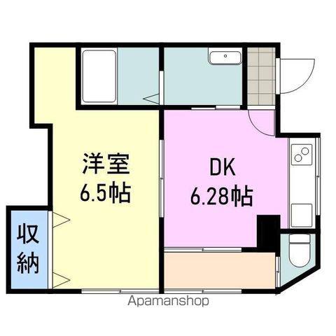 由宇建材ビル(1DK/2階)の間取り写真