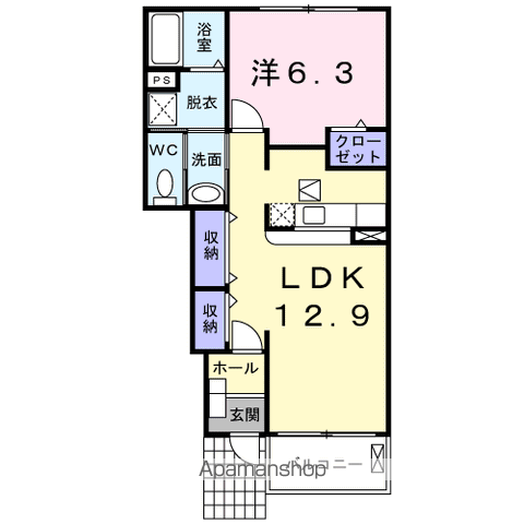 アロッジオB(1LDK/1階)の間取り写真