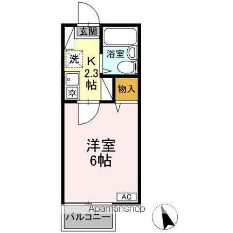 ソレイユ長野(1K/2階)の間取り写真