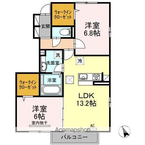 マイ・カーサ B棟(2LDK/1階)の間取り写真