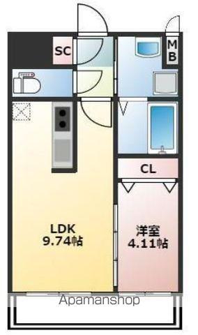 CALM RIVIERE箱崎(1LDK/7階)の間取り写真