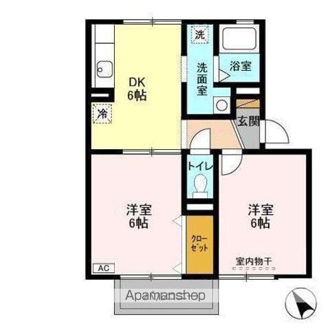 サンビレッジ(2DK/2階)の間取り写真