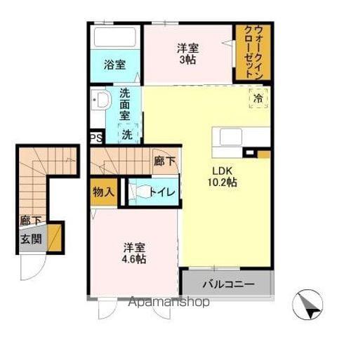 クレセントⅡ(2LDK/2階)の間取り写真