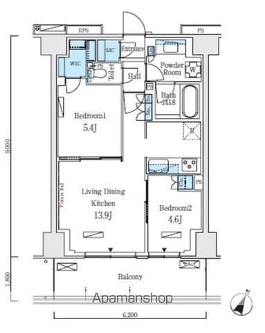 ロイヤルパークス赤羽ノース(2LDK/4階)の間取り写真