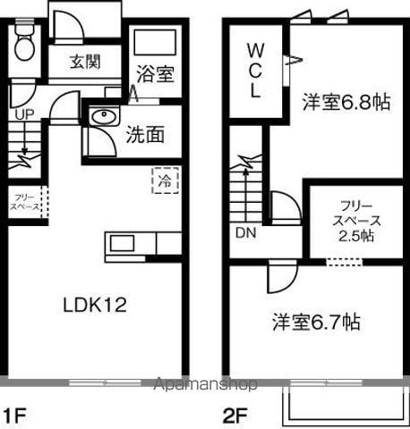 ＰＬＵＳＳＵＭ　ＣＯＵＲＴ田代町Ａ(2LDK)の間取り写真