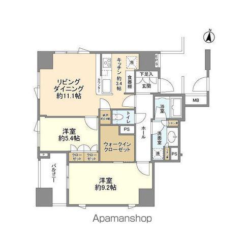 クレヴィア原宿(2LDK/11階)の間取り写真