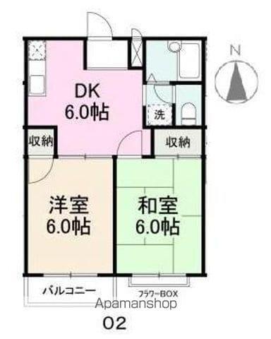 エルディム玉藻(2DK/2階)の間取り写真