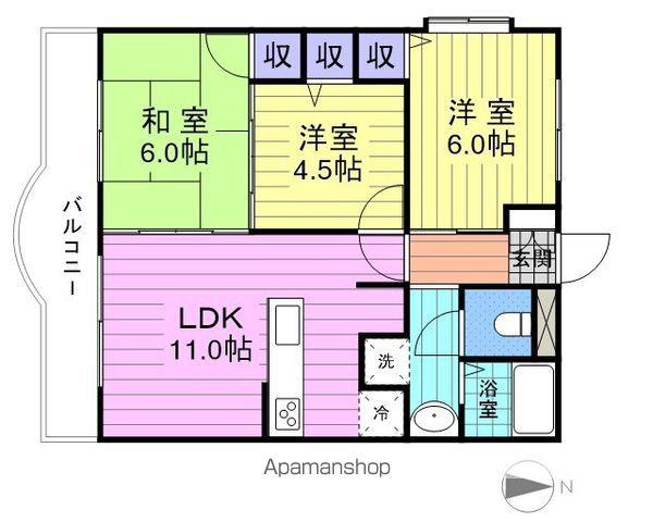 プロバンス・ヒル(3LDK/3階)の間取り写真
