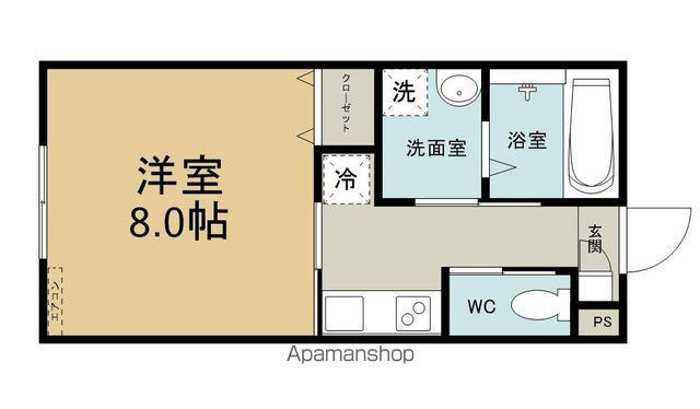 ビエナタウンB棟(1K/1階)の間取り写真