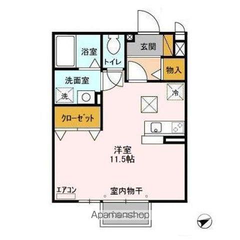 メルベーユ(1K/1階)の間取り写真