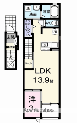 エターナル ヴィレッジⅢ(1LDK/2階)の間取り写真