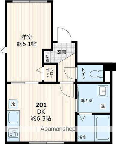 デルソル千住Ⅱ(1DK/2階)の間取り写真