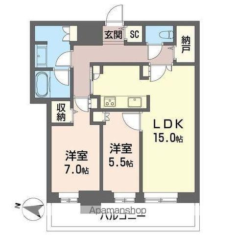 ONE札幌ステーションタワー(2LDK/13階)の間取り写真