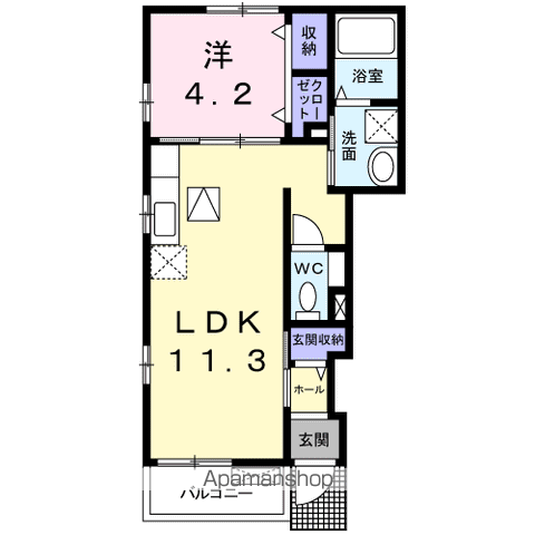 フェリシオⅡ(1LDK/1階)の間取り写真