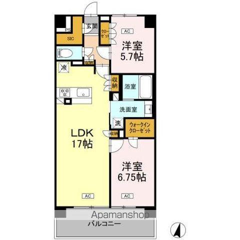 ロイヤルパークス仙台青葉通(2LDK/3階)の間取り写真