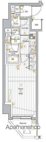 PREMIUM CUBE 目黒東山♯MO(1K/6階)の間取り写真