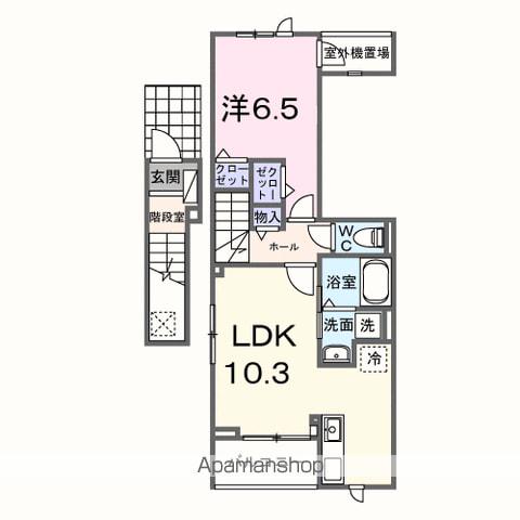 カーサ ラ ルーチェ Ⅰ(1LDK/2階)の間取り写真