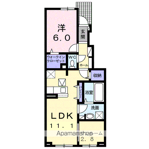 ハーモニック コートⅠ(1LDK/1階)の間取り写真