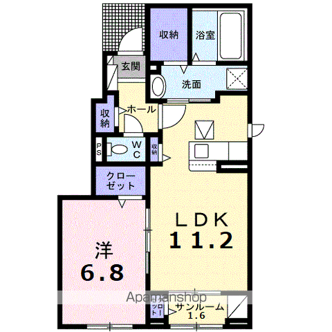 オ シャン(1LDK/1階)の間取り写真
