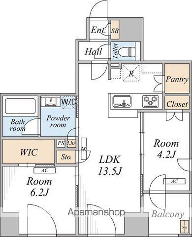 THE MAYFAIR(2LDK/8階)の間取り写真