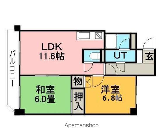 アクティブプラザ厚別中央B(2LDK/6階)の間取り写真