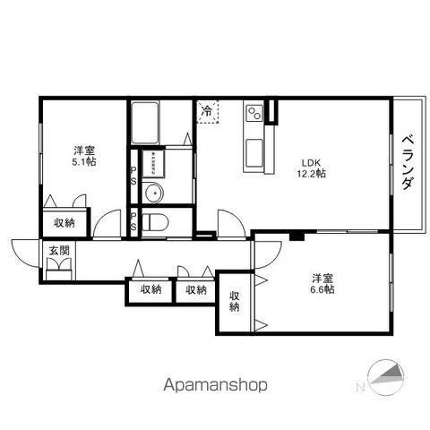 ソーラーQ.B.T(2LDK/1階)の間取り写真