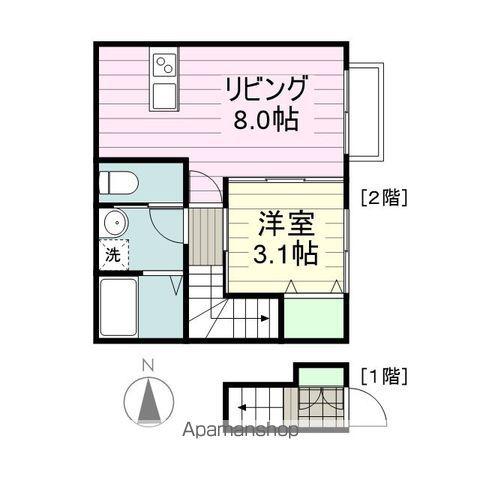 ミルエーラ荒井Ⅰ(1LDK/2階)の間取り写真