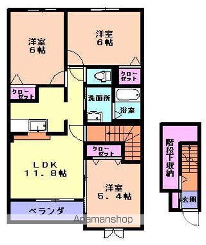 コルテス千代田B(3LDK/2階)の間取り写真