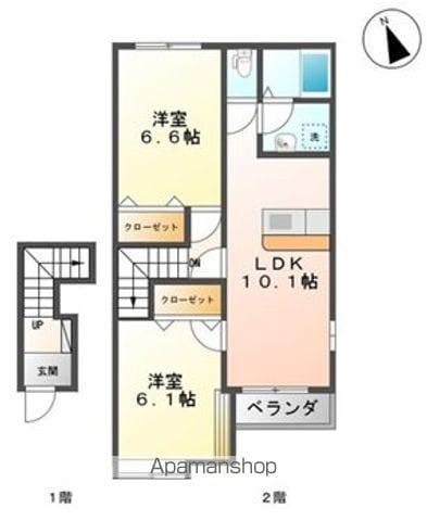 アレイさくら(2LDK/2階)の間取り写真