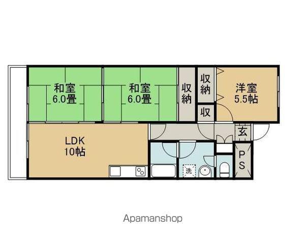 ヴェルディール北日吉(3LDK/3階)の間取り写真
