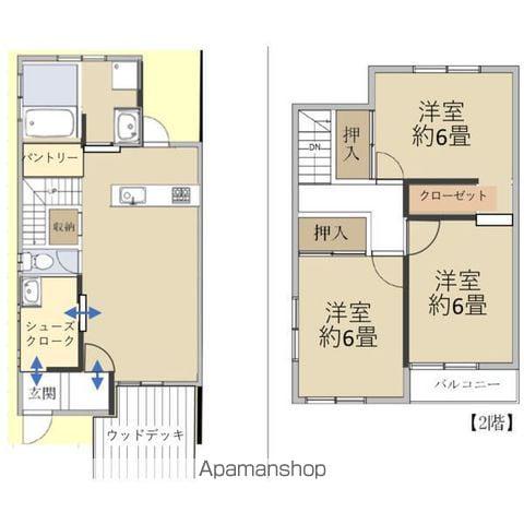 名古屋市東山線 一社駅 徒歩55分 2階建 築44年(3LDK)の間取り写真