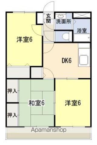 ヴィラコスモ(3DK/1階)の間取り写真