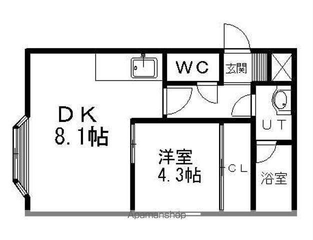 ファーム田村Ⅰ(1DK/3階)の間取り写真