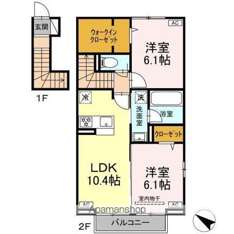 アナシエ富田町(2LDK/2階)の間取り写真