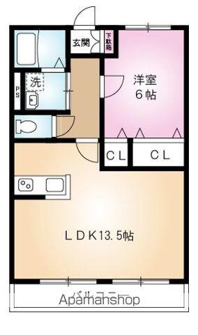 サウス レーブ(1LDK/2階)の間取り写真