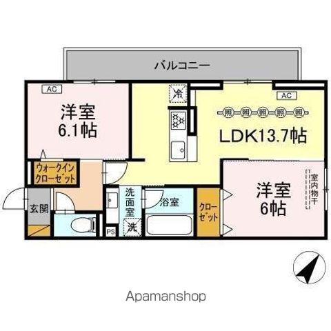 フライハイト(2LDK/3階)の間取り写真