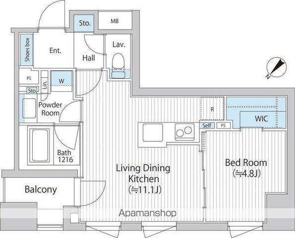 バウスフラッツ日本橋浜町(1LDK/9階)の間取り写真