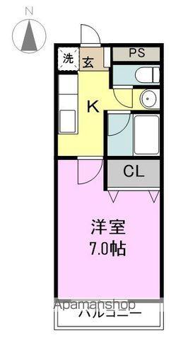 イーストヒル(1K/1階)の間取り写真
