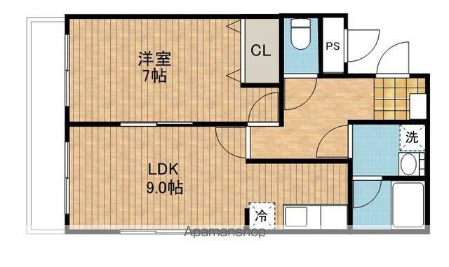 エトワール白新町(1LDK/2階)の間取り写真