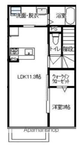 CASA・RIVA(1LDK/2階)の間取り写真