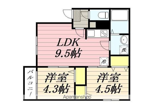 デプレNOB博多駅南(2LDK/2階)の間取り写真