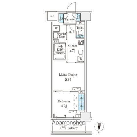 フロンティアレジデンス錦糸公園(1LDK/4階)の間取り写真