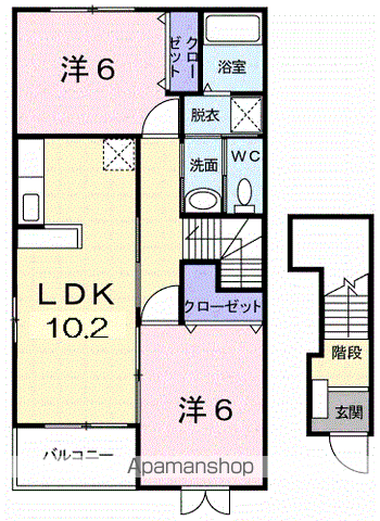 ミューズプラザB(2LDK/2階)の間取り写真