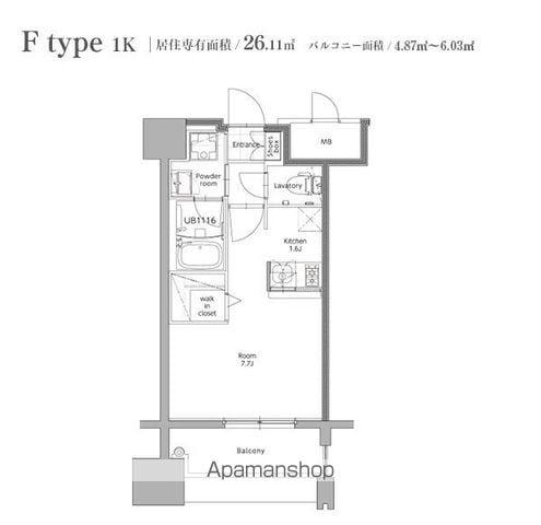 エンクレスト博多STYLE(1K/9階)の間取り写真