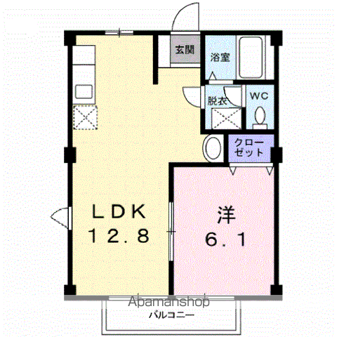 ソレイユⅠ(1LDK/1階)の間取り写真