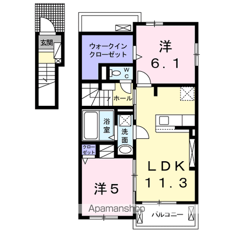 RKハイムA(2LDK/2階)の間取り写真