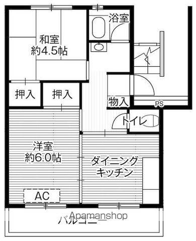 ビレッジハウス台宿3号棟(2DK/2階)の間取り写真