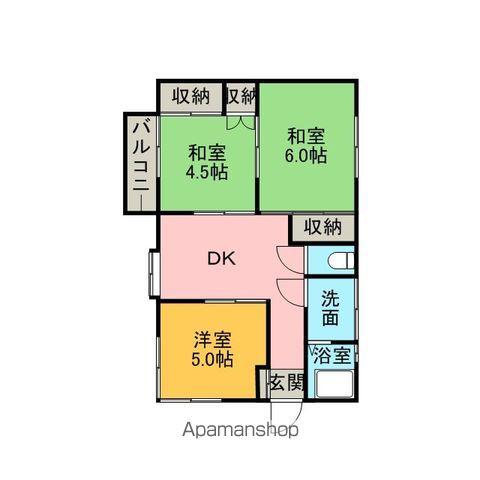 ヒルポート上大島(3DK/2階)の間取り写真