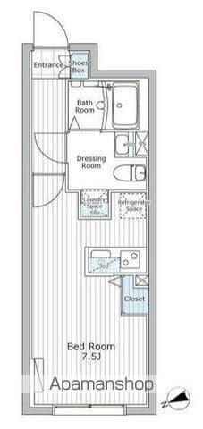 レジデンス市谷仲之町(ワンルーム/1階)の間取り写真