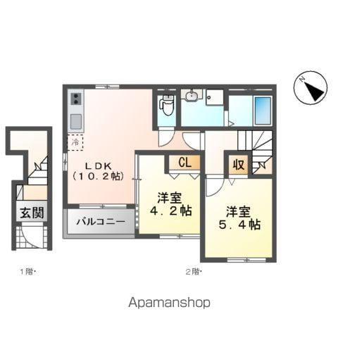 イースト・ウィング(2LDK/2階)の間取り写真